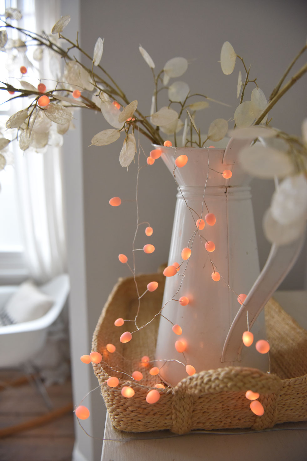 Peach Teardrop Battery Operated Fairy Lights - Image 3