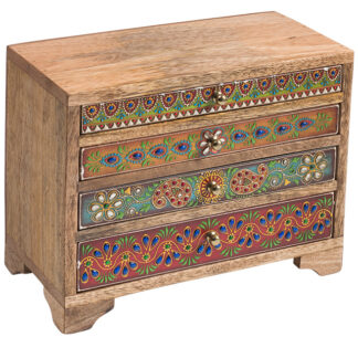 Hand Painted Indian 4 Drawer Chest/Jewellery Box