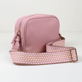 Camera Bag Dusty Pink Vegan Leather with spot strap
