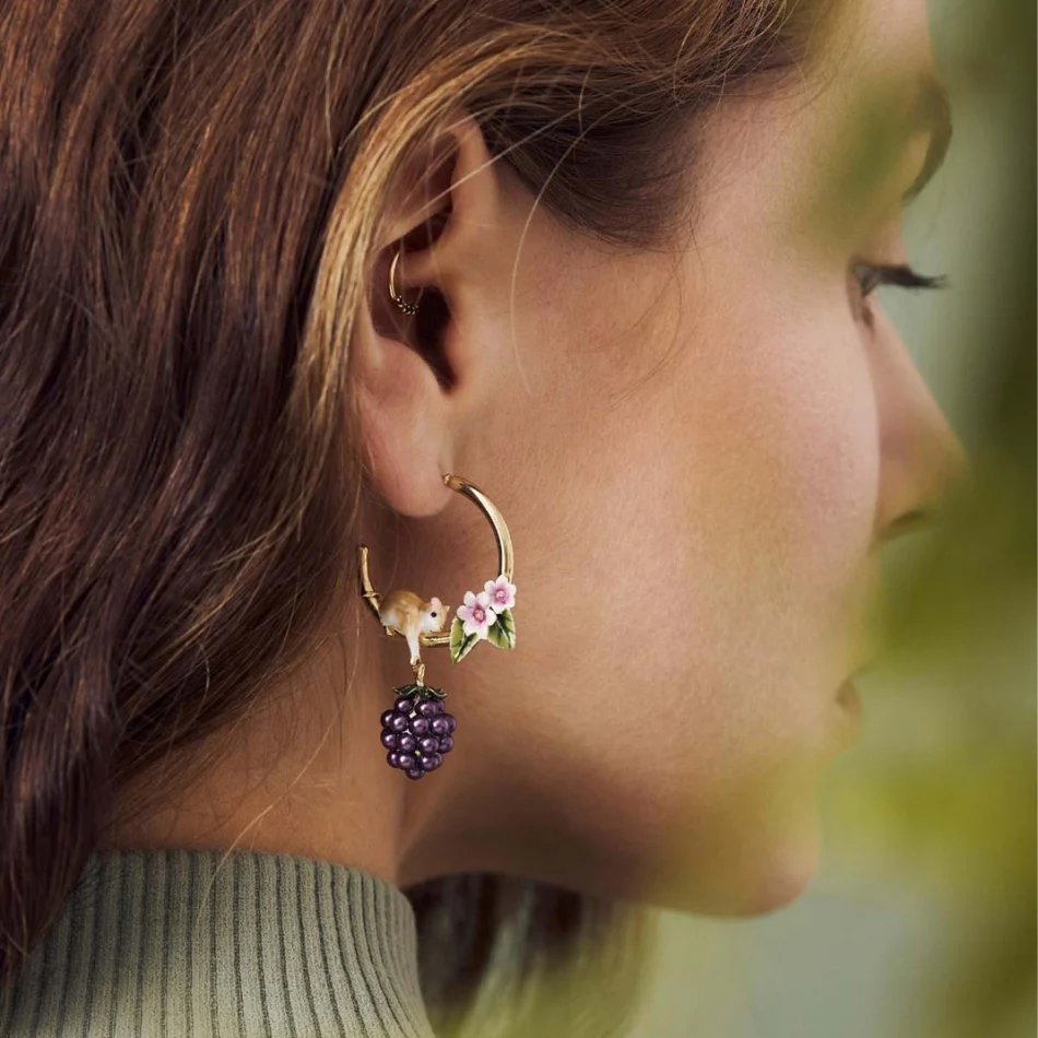 Bill Skinner Blackberry and Mouse Hoop Earrings - Image 2