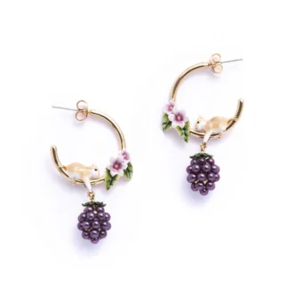 Bill Skinner Blackberry and Mouse Hoop Earrings