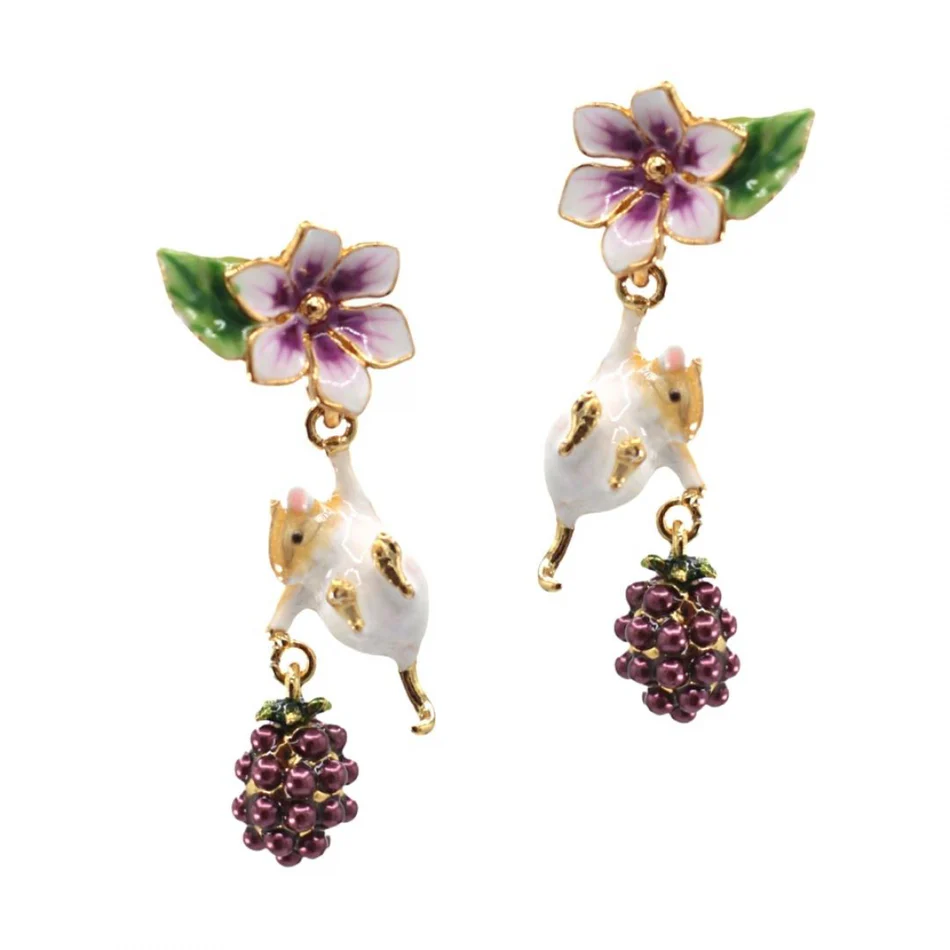 Bill Skinner Blackberry and Mouse Drop Earrings