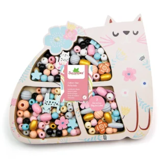Cat Wooden Beads Sycomore Les Perles