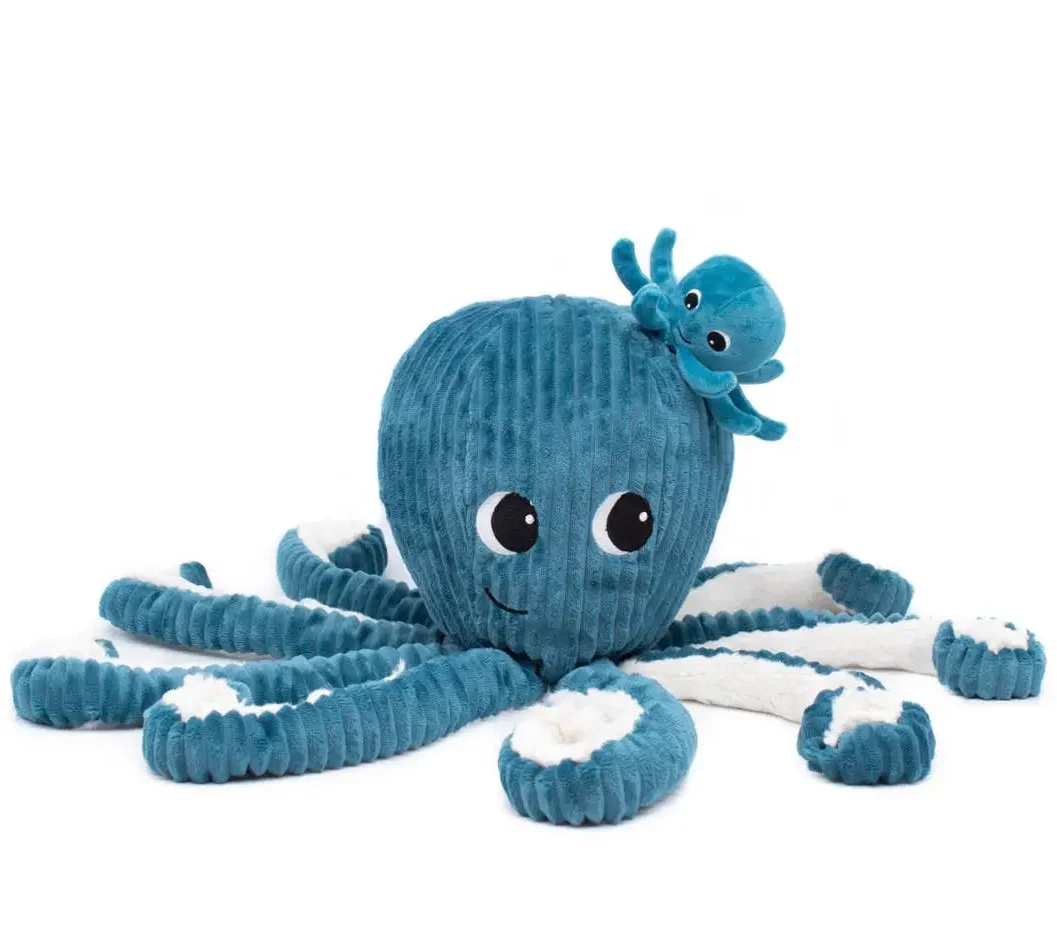 Les Ptipotos Olly the Octopuss Mum & Baby Blue